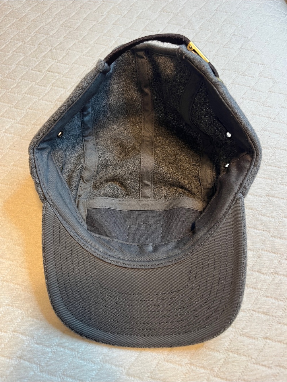 You Know Gray 78% Wool 5-Panel Cap mountain patch with Leather Strap, osfm - Picture 5 of 6